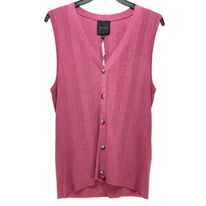 Alex Marie Knit Jessica Button Front V-Neck Sleeveless Cardigan MauveWood NWT XL